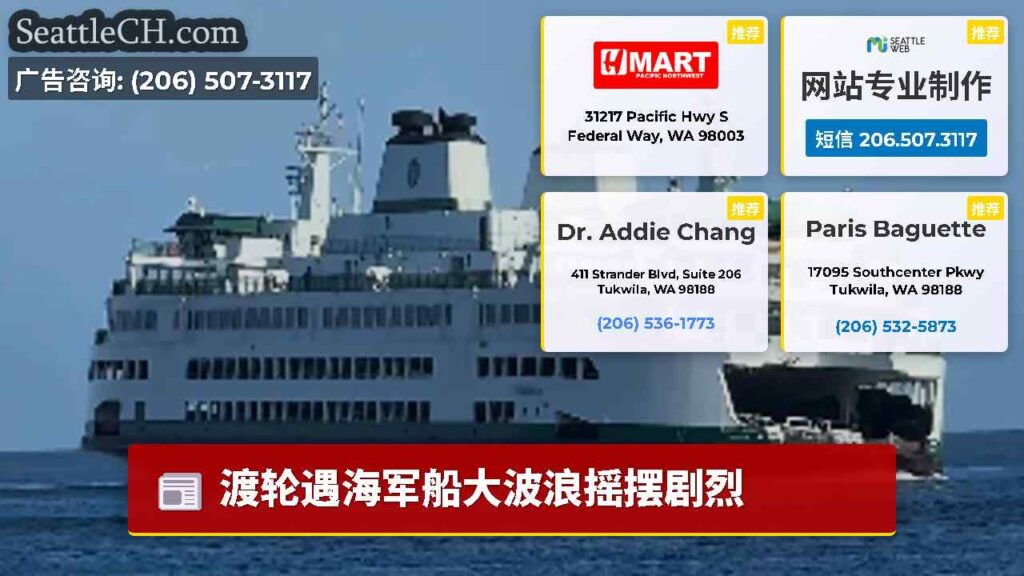 渡轮遇海军船大波浪摇摆剧烈