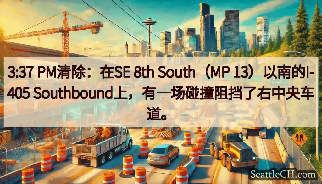 3:37 PM清除：在SE 8th South（MP 13）以南的I-405