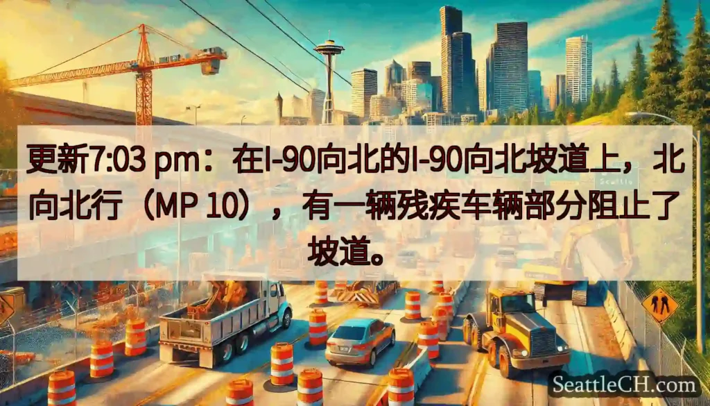 更新7:03 pm：在I-90向北的I-90向北坡道上，北向北行（MP