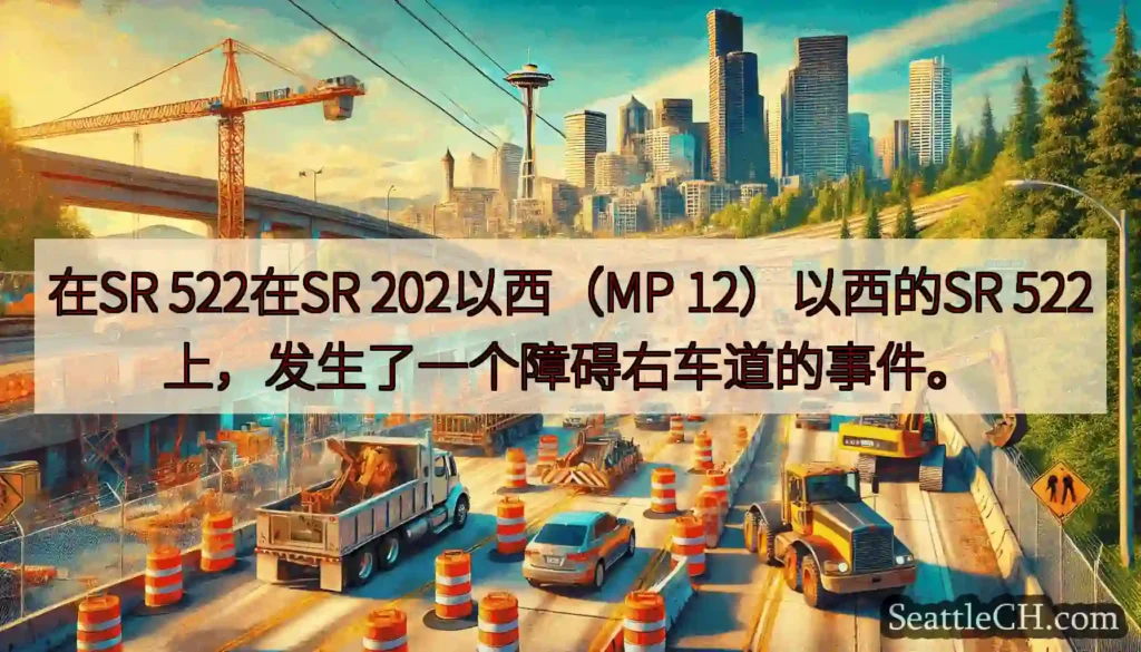 在SR 522在SR 202以西（MP 12）以西的SR 522上，发生了一个障碍右车道的事件。