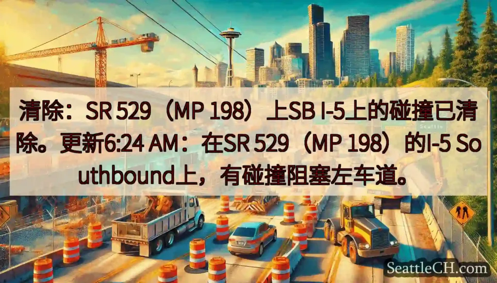 清除：SR 529（MP 198）上SB I-5上的碰撞已清除。更新6:24 AM：在SR