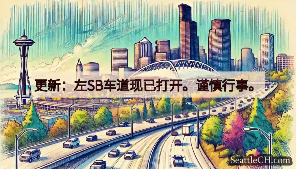 更新：左SB车道现已打开。谨慎行事。
