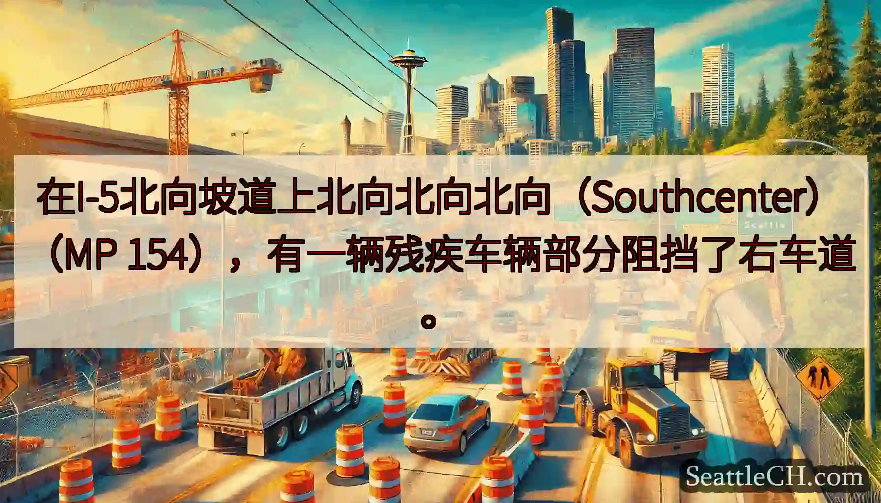 在I-5北向坡道上北向北向北向（Southcenter）（MP