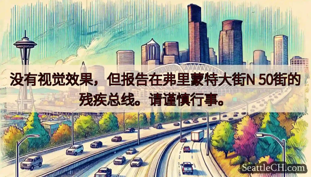 没有视觉效果，但报告在弗里蒙特大街N 50街的残疾总线。请谨慎行事。