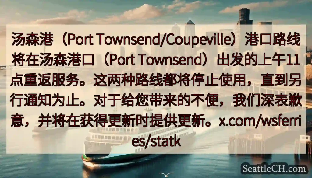 汤森港（Port Townsend/Coupeville）港口路线将在汤森港口（Port