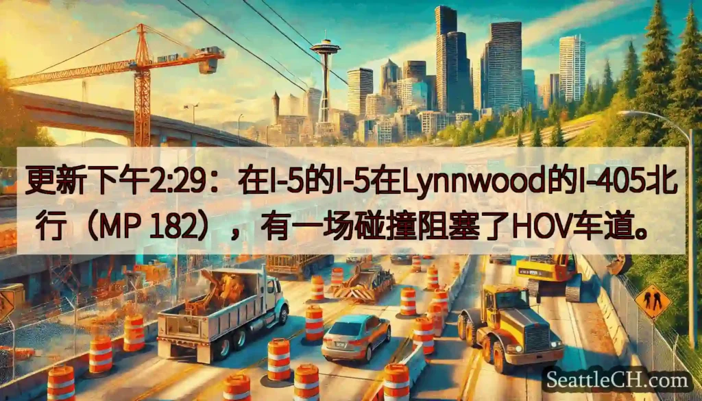 更新下午2:29：在I-5的I-5在Lynnwood的I-405北行（MP