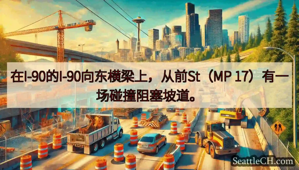 在I-90的I-90向东横梁上，从前St（MP 17）有一场碰撞阻塞坡道。