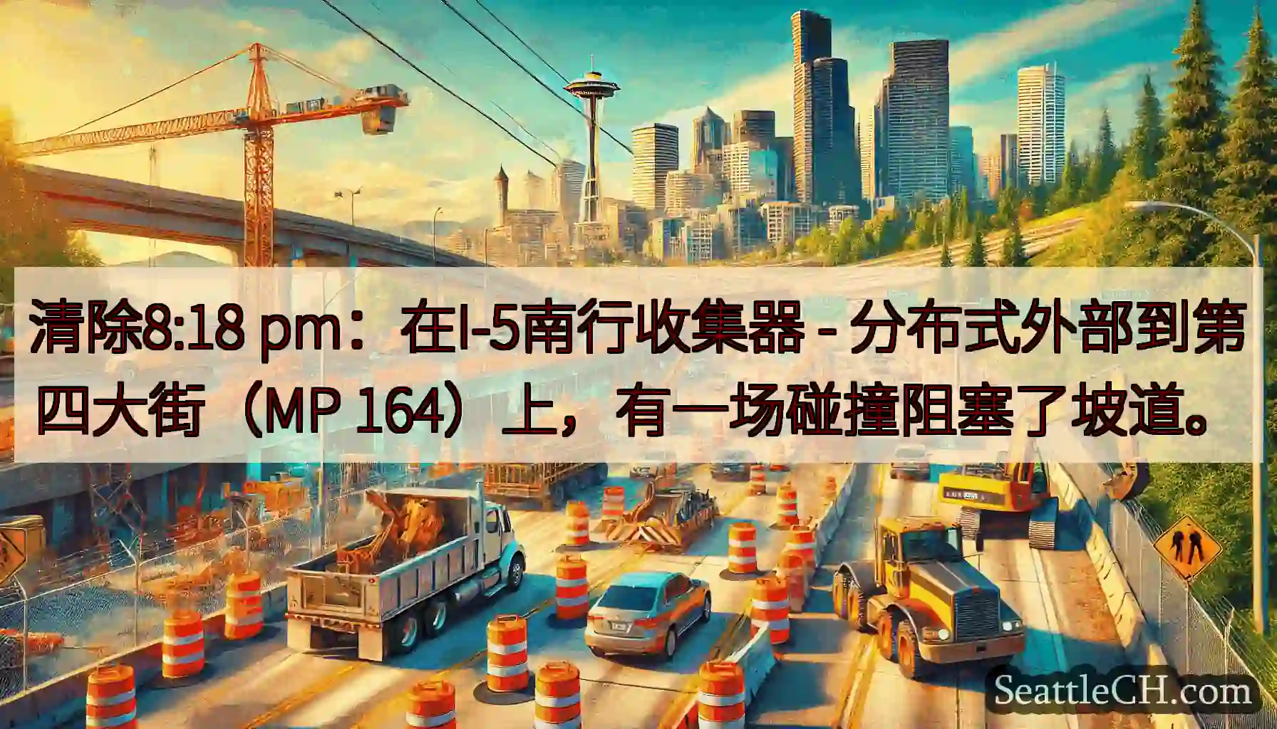 清除8:18 pm：在I-5南行收集器 - 分布式外部到第四大街（MP