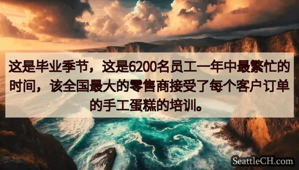 这是毕业季节，这是6200名员工一年中最繁忙的时间，该全国最大的零售商接受了每个客户订单的手工蛋糕的