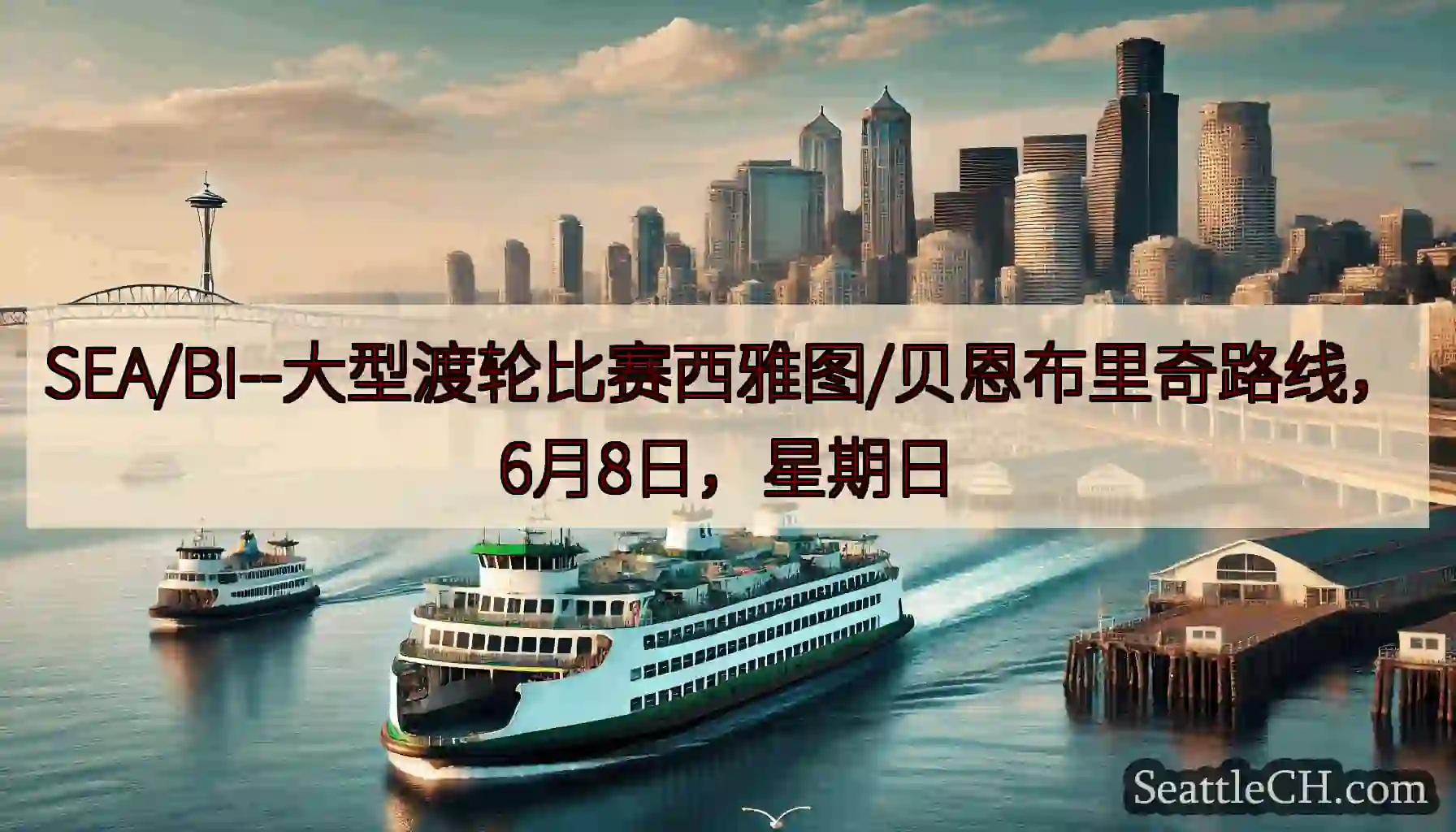 SEA/BI--大型渡轮比赛西雅图/贝恩布里奇路线，6月8日，星期日