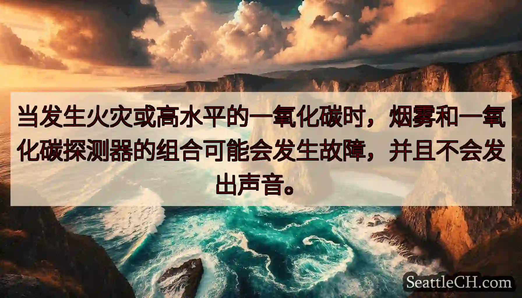 当发生火灾或高水平的一氧化碳时，烟雾和一氧化碳探测器的组合可能会发生故障，并且不会发出声音。