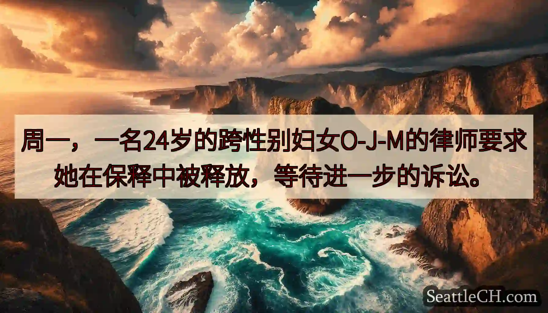 周一，一名24岁的跨性别妇女O-J-M的律师要求她在保释中被释放，等待进一步的诉讼。