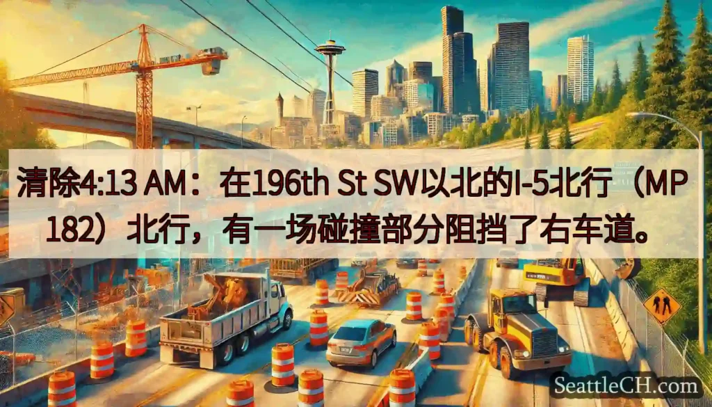 清除4:13 AM：在196th St SW以北的I-5北行（MP
