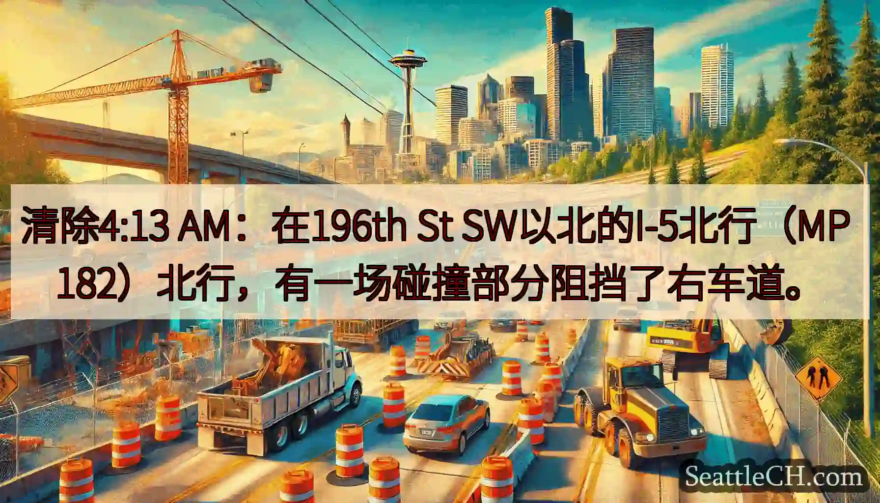 清除4:13 AM：在196th St SW以北的I-5北行（MP