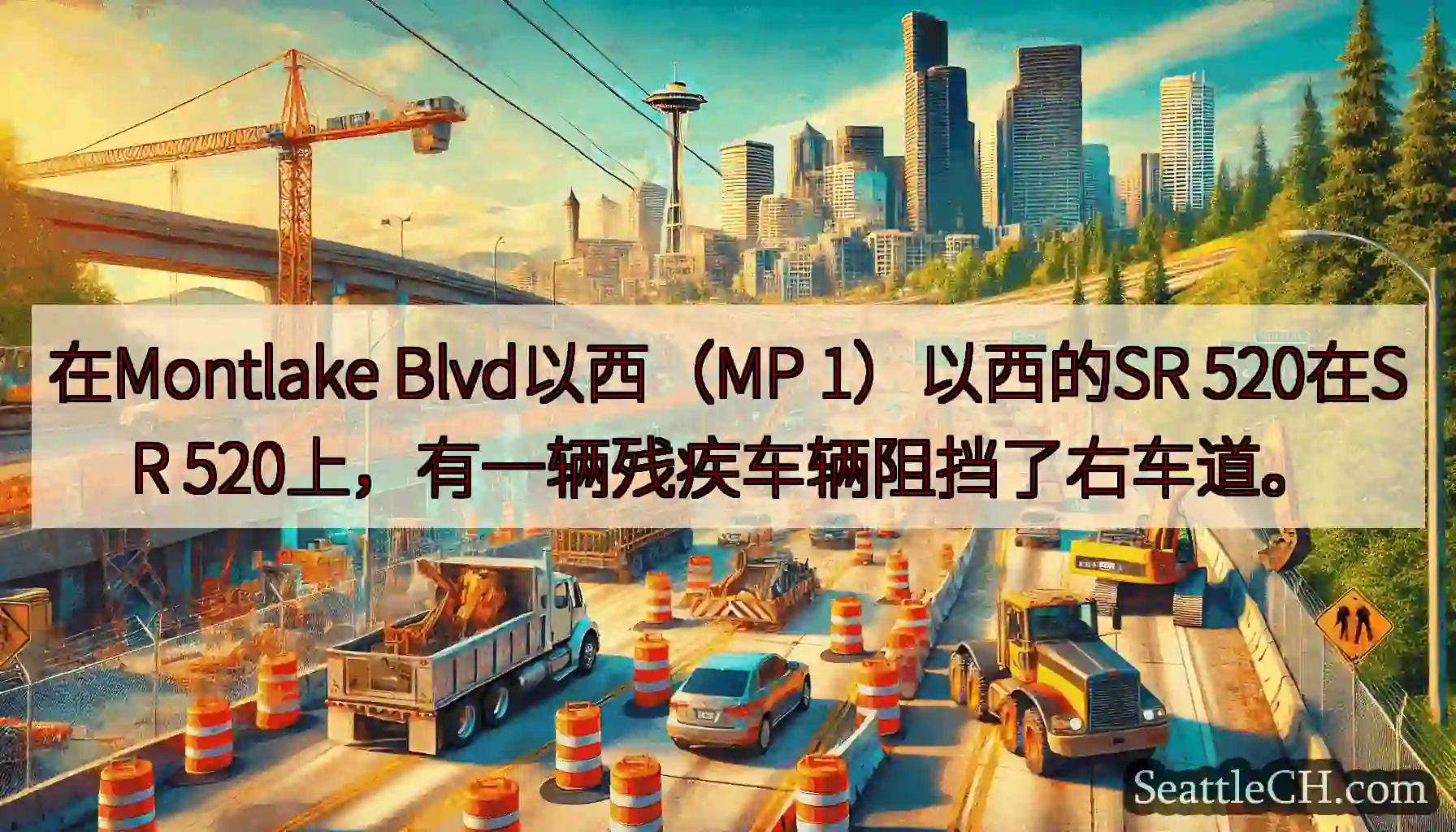 在Montlake Blvd以西（MP 1）以西的SR 520在SR