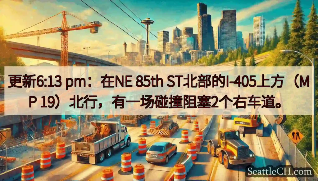 更新6:13 pm：在NE 85th ST北部的I-405上方（MP