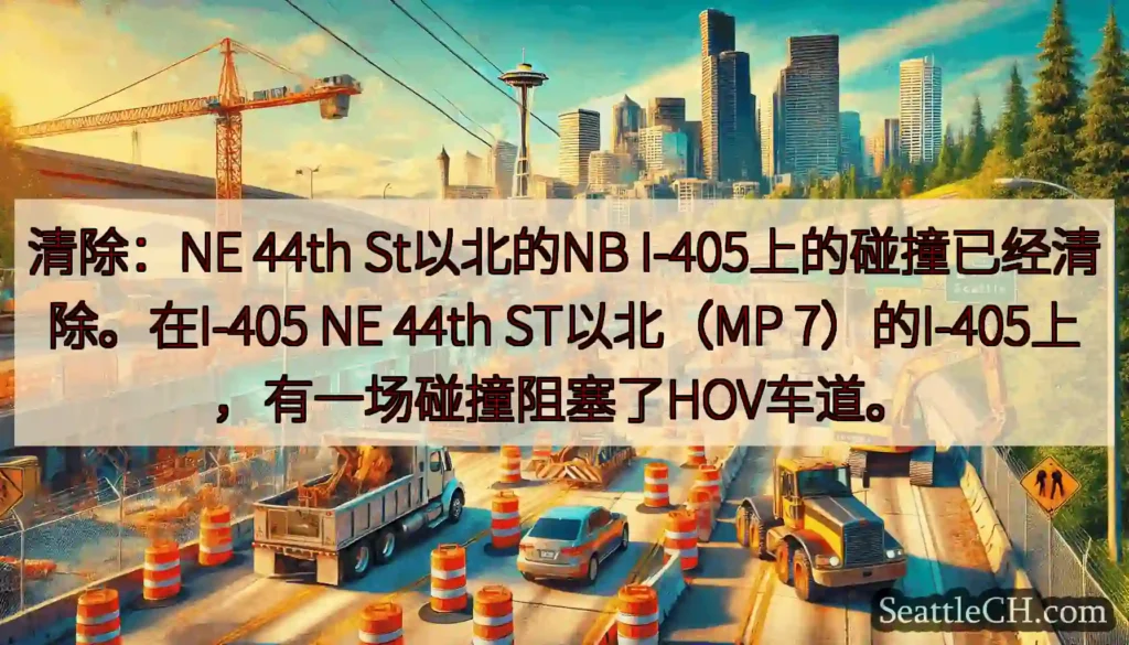 清除：NE 44th St以北的NB I-405上的碰撞已经清除。在I-405 NE 44th