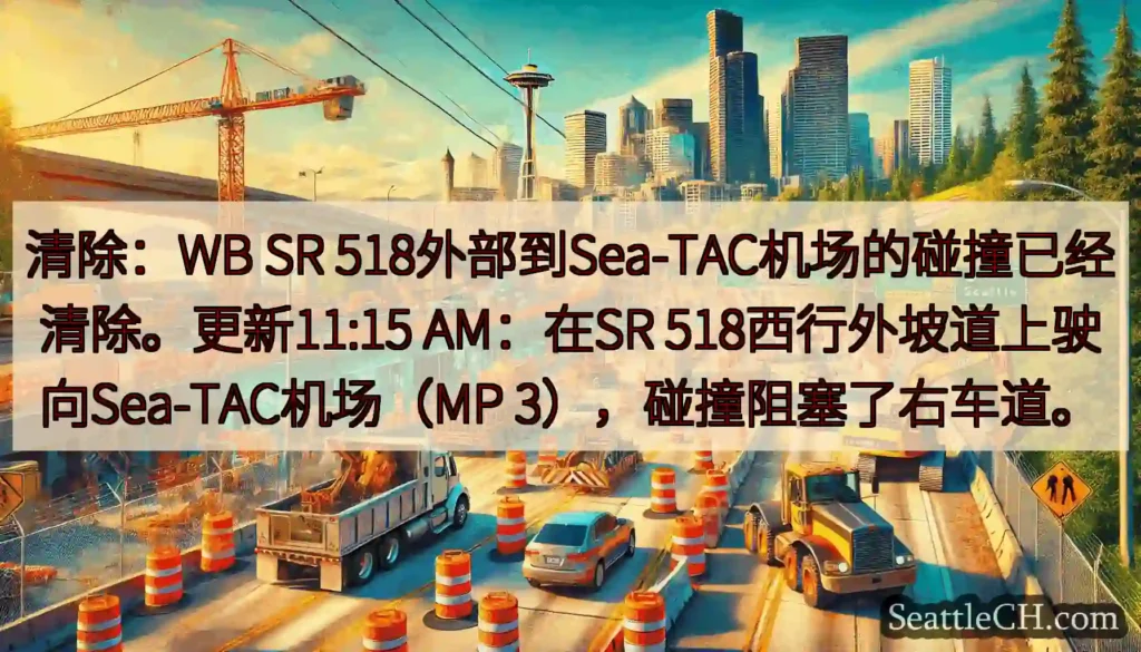 清除：WB SR 518外部到Sea-TAC机场的碰撞已经清除。更新11:15 AM：在SR