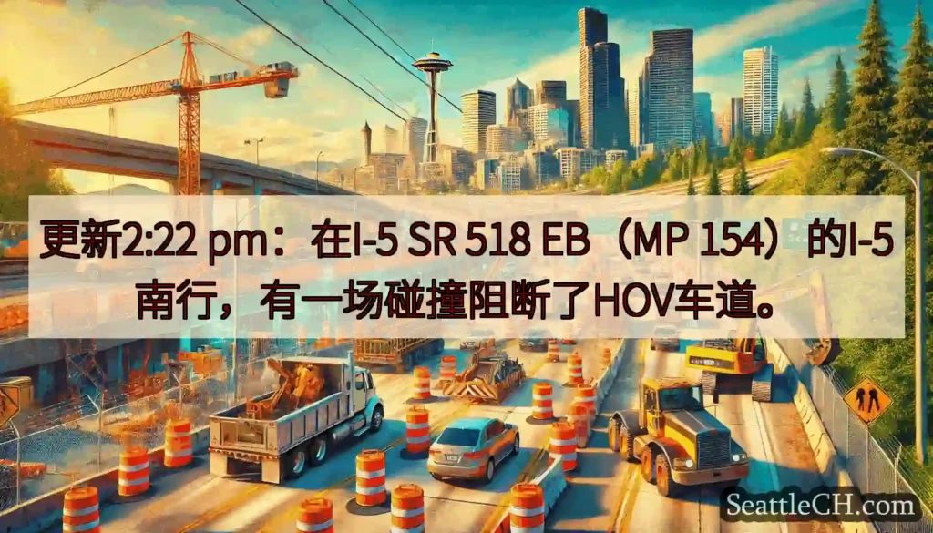 更新2:22 pm：在I-5 SR 518 EB（MP