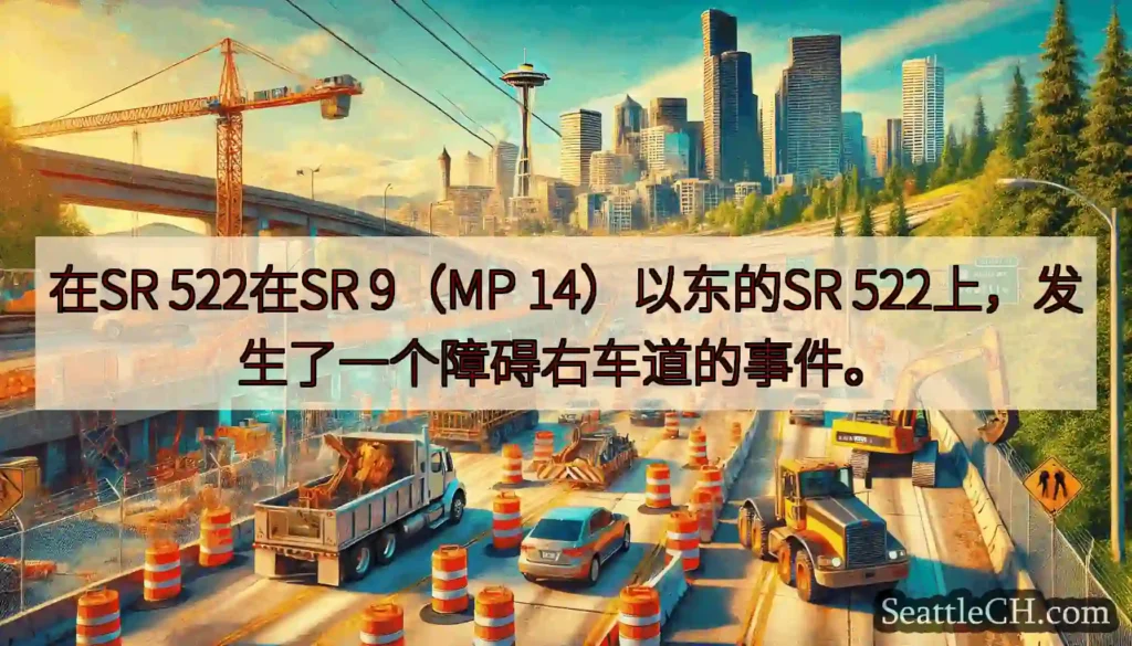 在SR 522在SR 9（MP 14）以东的SR 522上，发生了一个障碍右车道的事件。