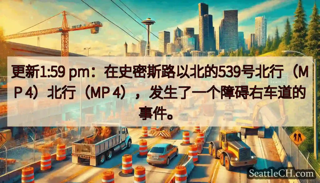 更新1:59 pm：在史密斯路以北的539号北行（MP 4）北行（MP