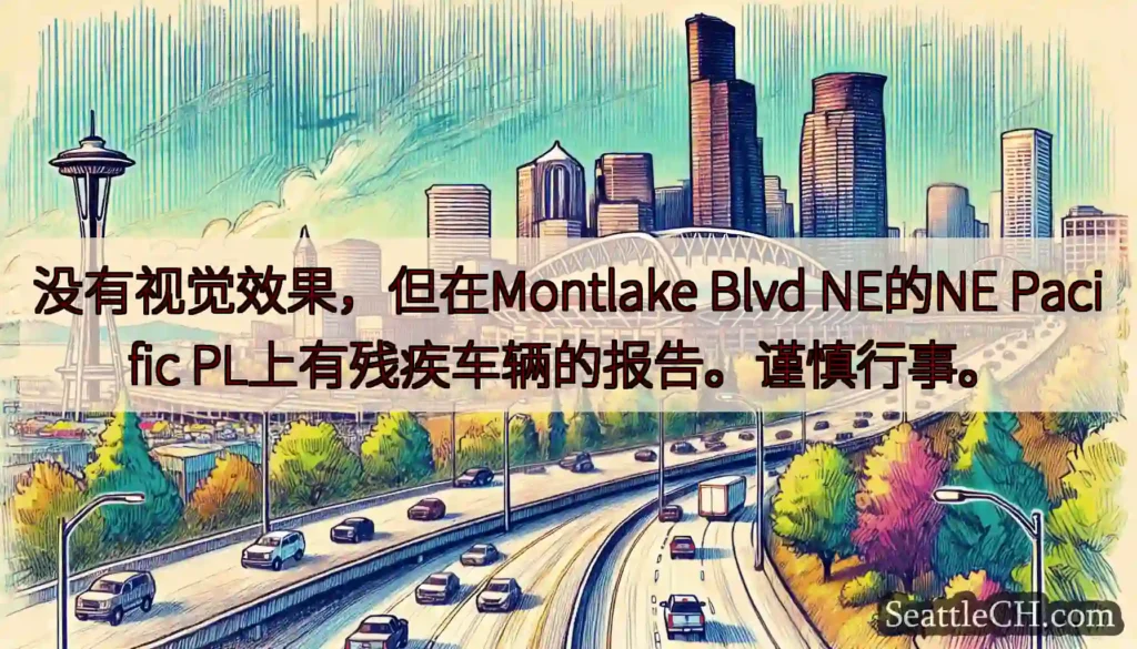 没有视觉效果，但在Montlake Blvd NE的NE Pacific