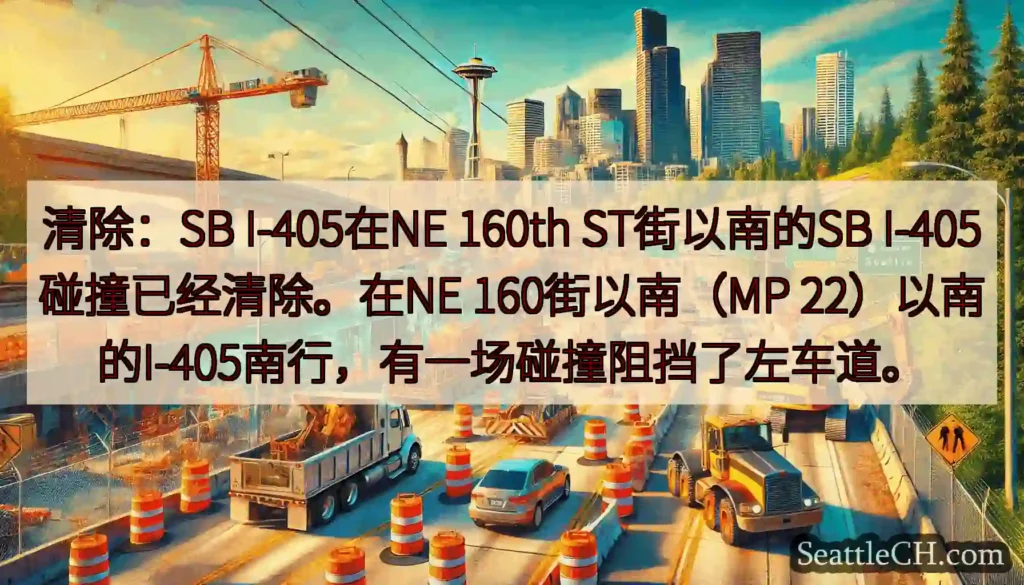 清除：SB I-405在NE 160th ST街以南的SB I-405碰撞已经清除。在NE