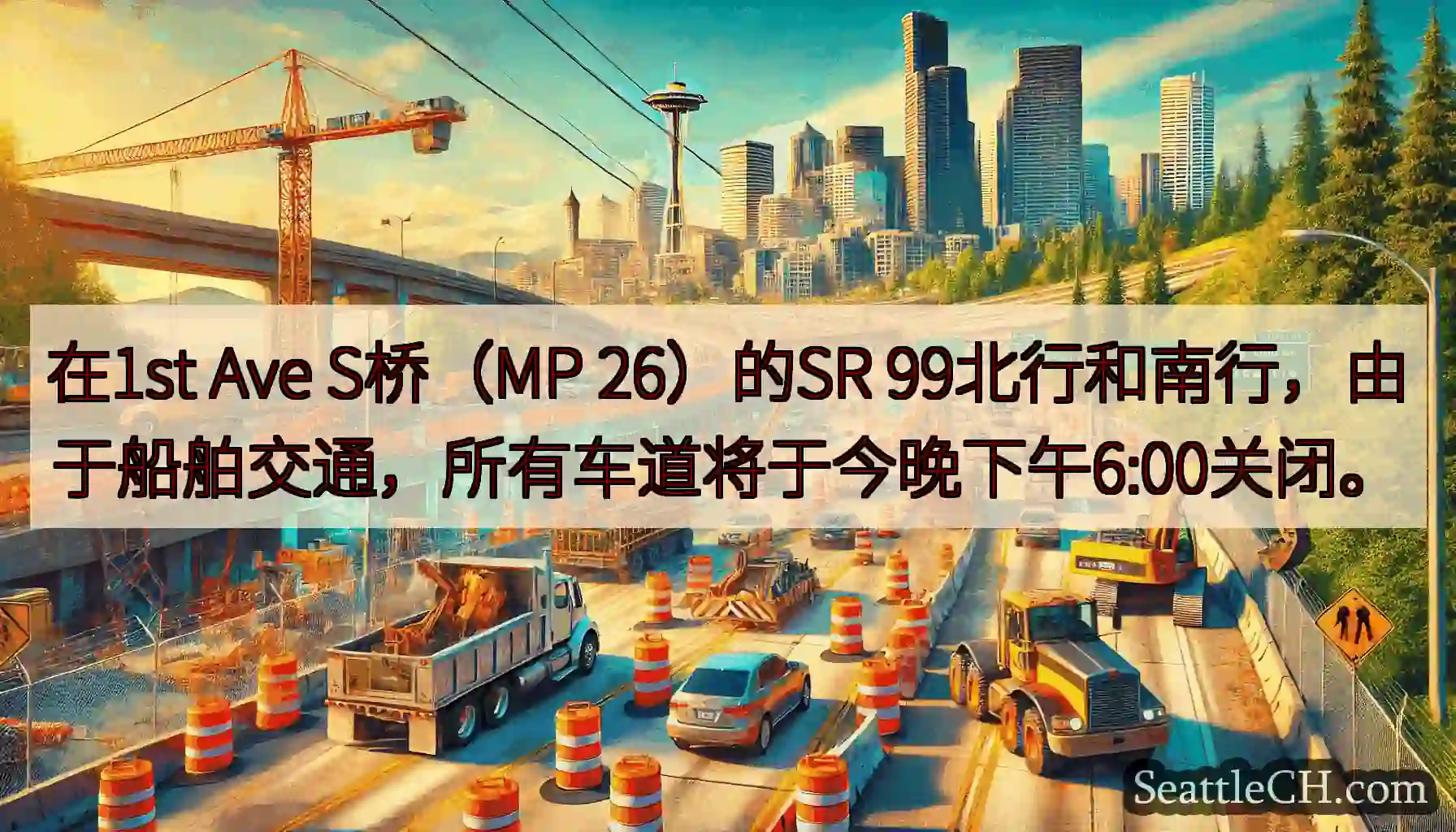 在1st Ave S桥（MP 26）的SR