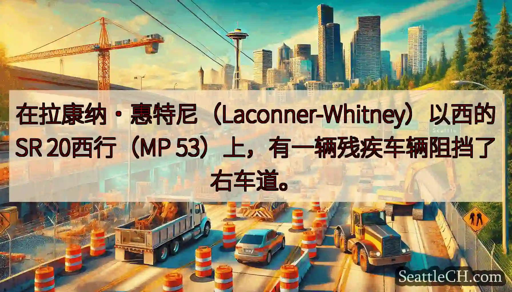 在拉康纳·惠特尼（Laconner-Whitney）以西的SR 20西行（MP