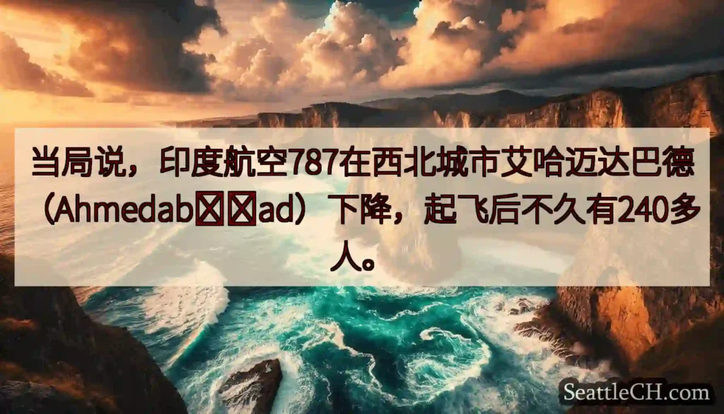 当局说，印度航空787在西北城市艾哈迈达巴德（Ahmedab​​ad）下降，起飞后不久有240多人。