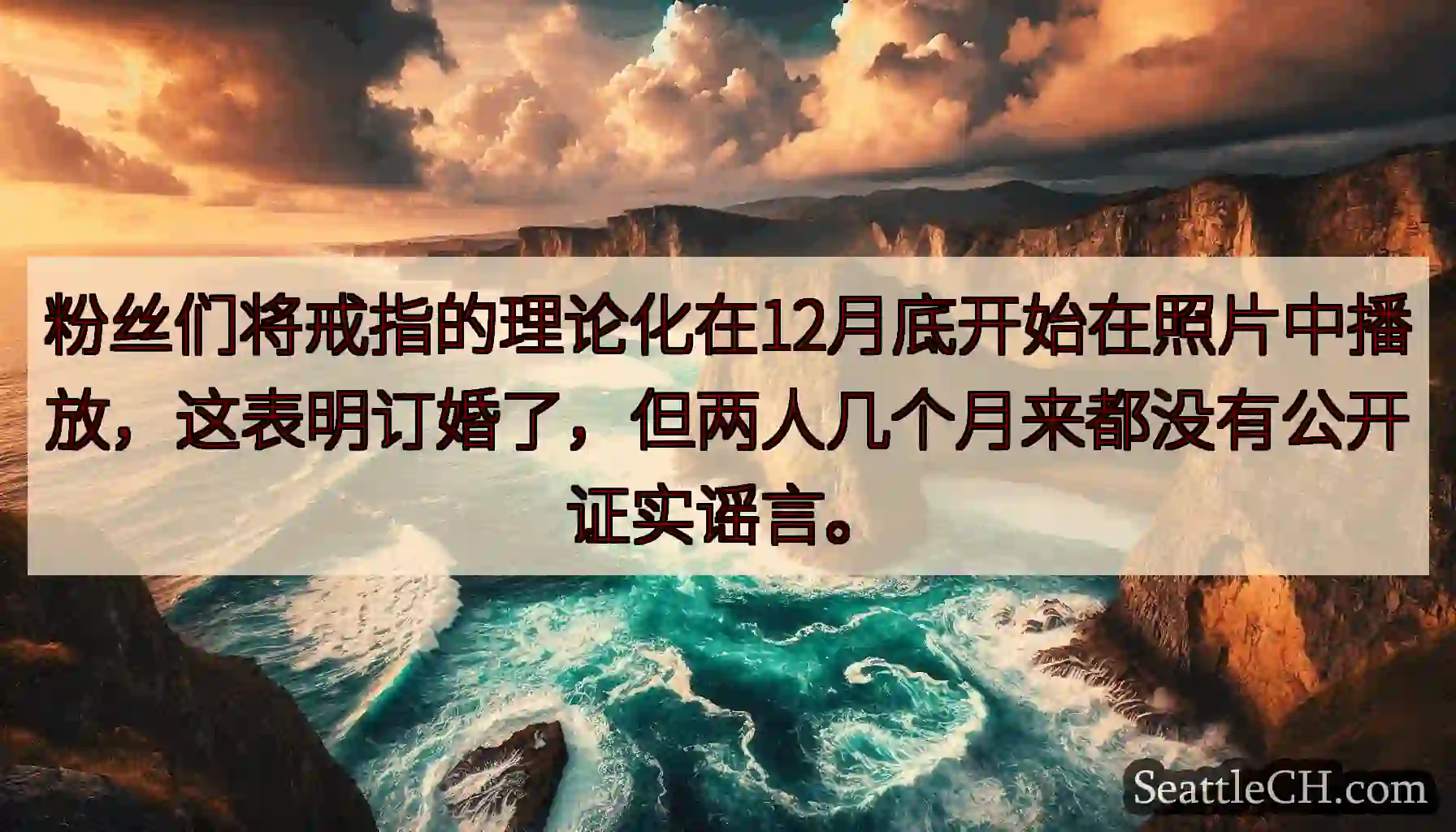 粉丝们将戒指的理论化在12月底开始在照片中播放，这表明订婚了，但两人几个月来都没有公开证实谣言。