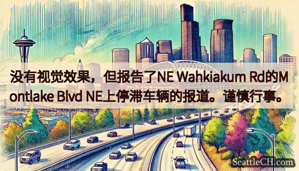没有视觉效果，但报告了NE Wahkiakum Rd的Montlake Blvd