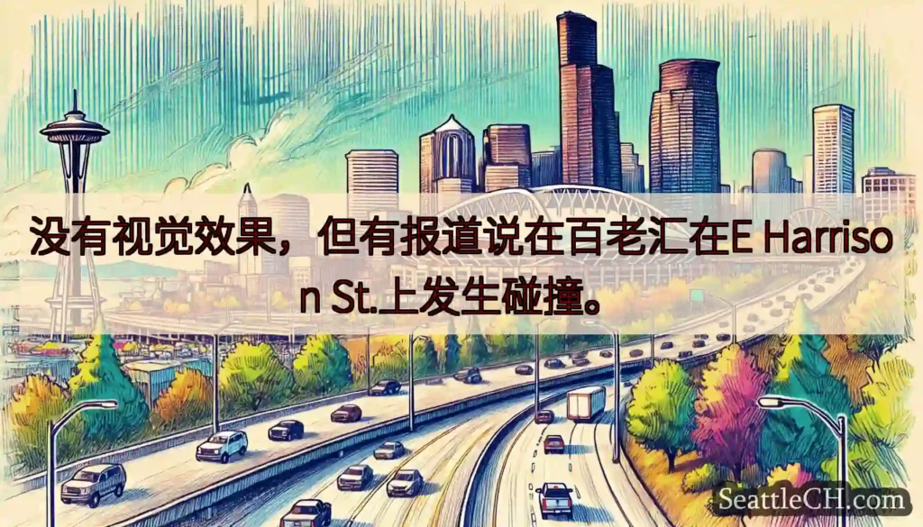 没有视觉效果,但有报道说在百老汇在E Harrison St.上发生碰撞。