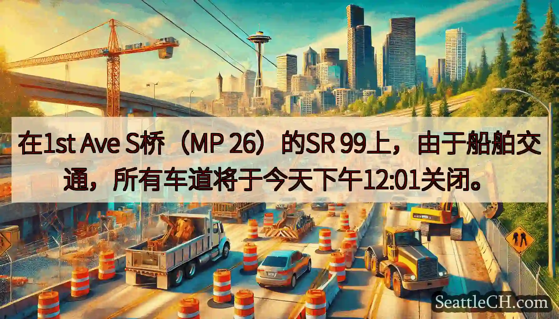 在1st Ave S桥（MP 26）的SR