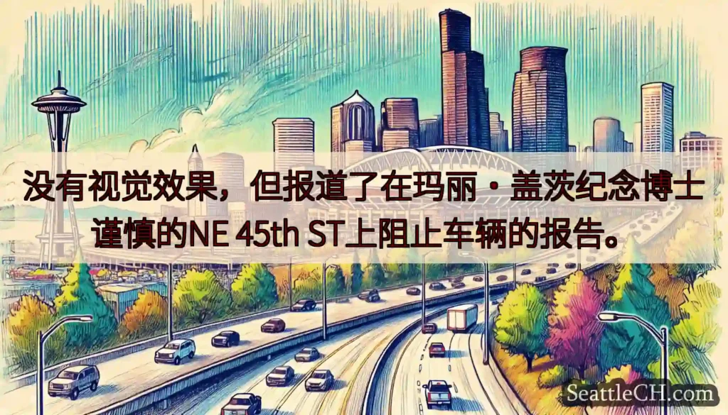 没有视觉效果，但报道了在玛丽·盖茨纪念博士谨慎的NE 45th ST上阻止车辆的报告。