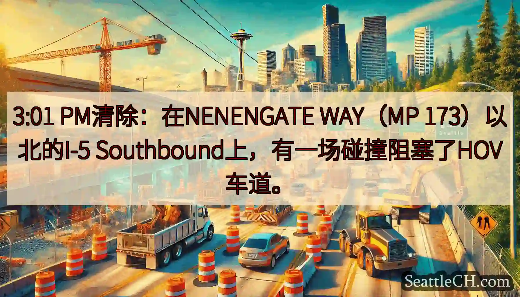 3:01 PM清除：在NENENGATE WAY（MP 173）以北的I-5