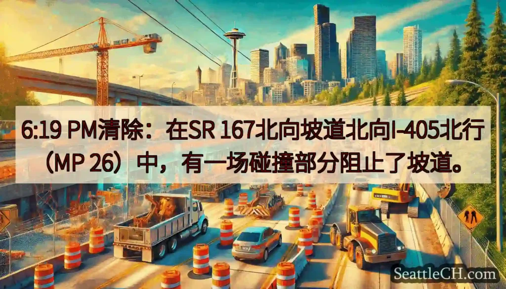 6:19 PM清除：在SR 167北向坡道北向I-405北行（MP