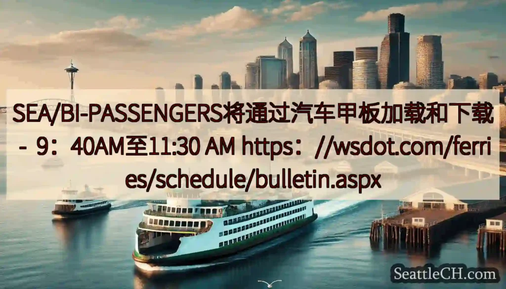SEA/BI-PASSENGERS将通过汽车甲板加载和下载 - 9：40AM至11:30 AM