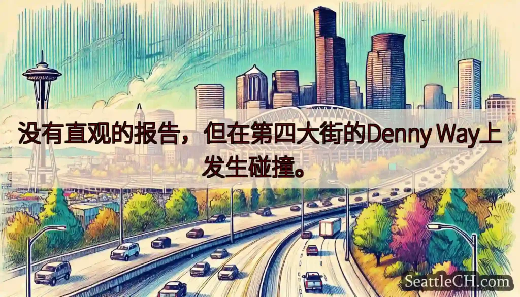 没有直观的报告，但在第四大街的Denny Way上发生碰撞。