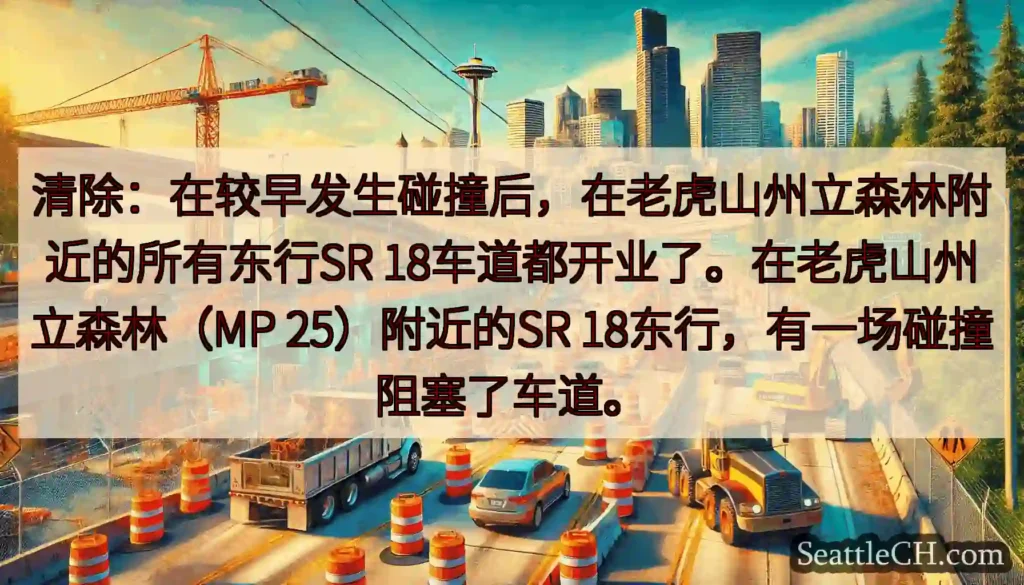 清除：在较早发生碰撞后，在老虎山州立森林附近的所有东行SR