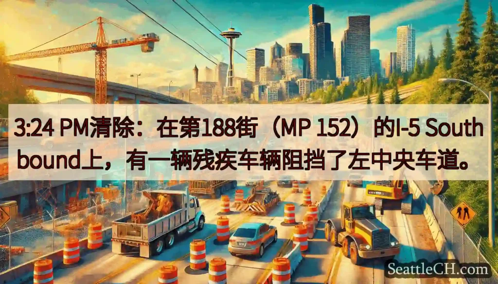 3:24 PM清除：在第188街（MP 152）的I-5