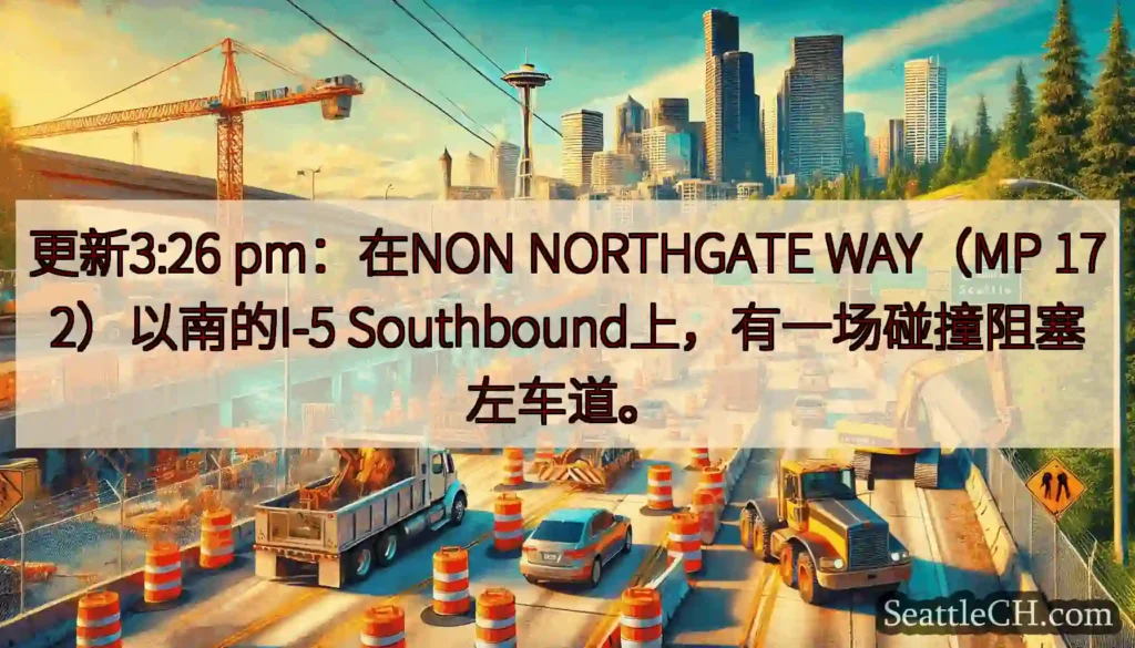 更新3:26 pm：在NON NORTHGATE WAY（MP 172）以南的I-5
