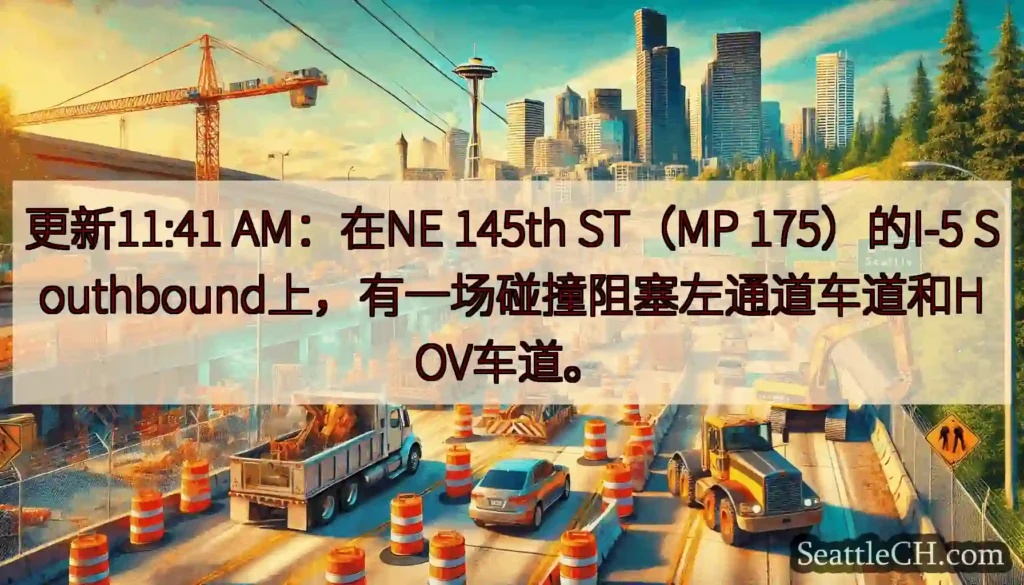 更新11:41 AM：在NE 145th ST（MP 175）的I-5