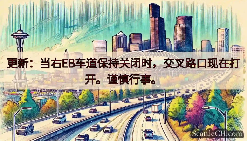 更新：当右EB车道保持关闭时，交叉路口现在打开。谨慎行事。