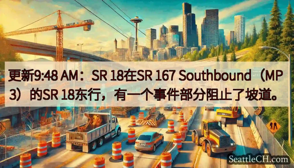 更新9:48 AM：SR 18在SR 167 Southbound（MP 3）的SR