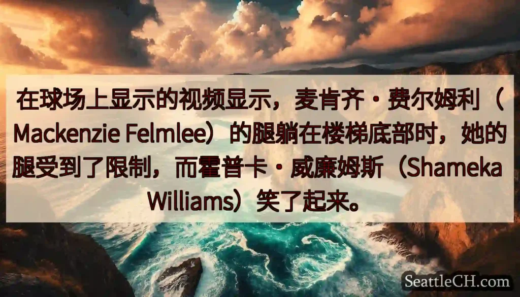 在球场上显示的视频显示，麦肯齐·费尔姆利（Mackenzie
