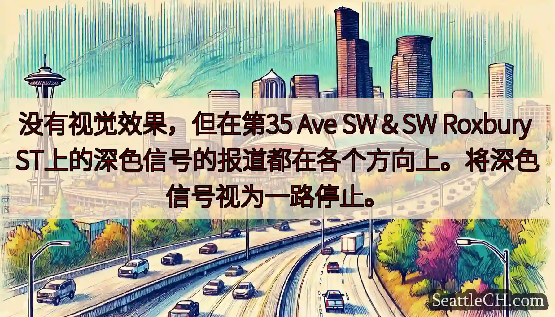没有视觉效果，但在第35 Ave SW＆SW Roxbury