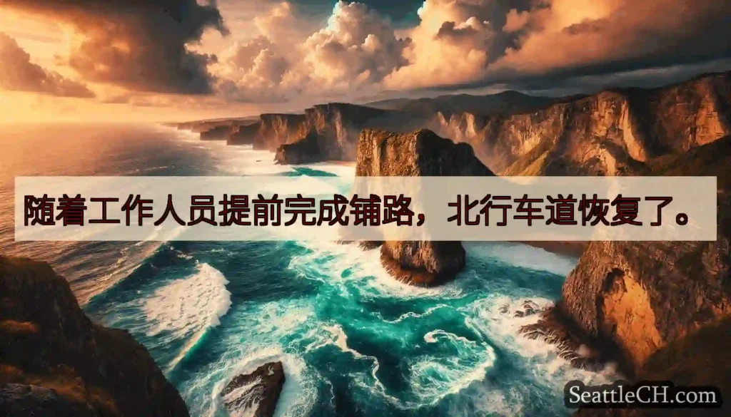 随着工作人员提前完成铺路，北行车道恢复了。