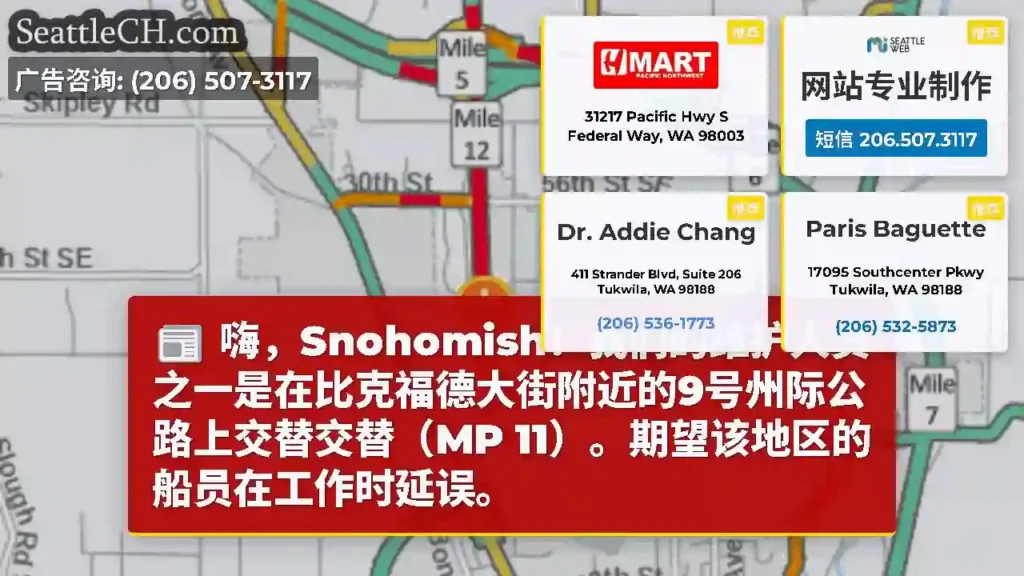 嗨，Snohomish！我们的维护人员之一是在比克福德大街附近的9号州际公路上交替交替（MP