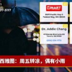 西雅图：周五转凉，偶有小雨